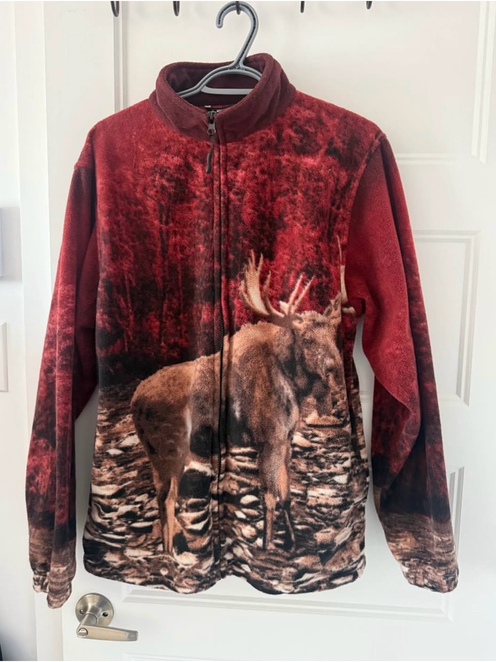 Red Forest Moose Fleece Zip Jacket